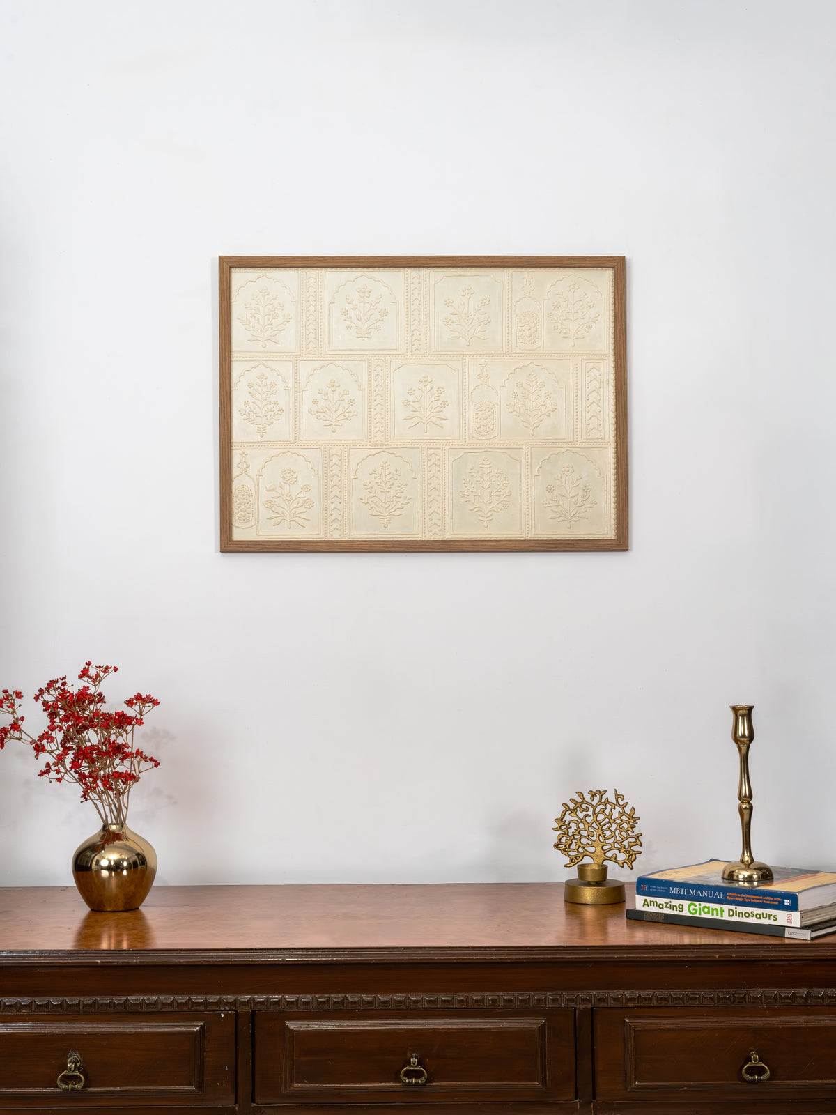 Scattered Blossom Panel Lippan wall art by Indyra, framed and ready to hang