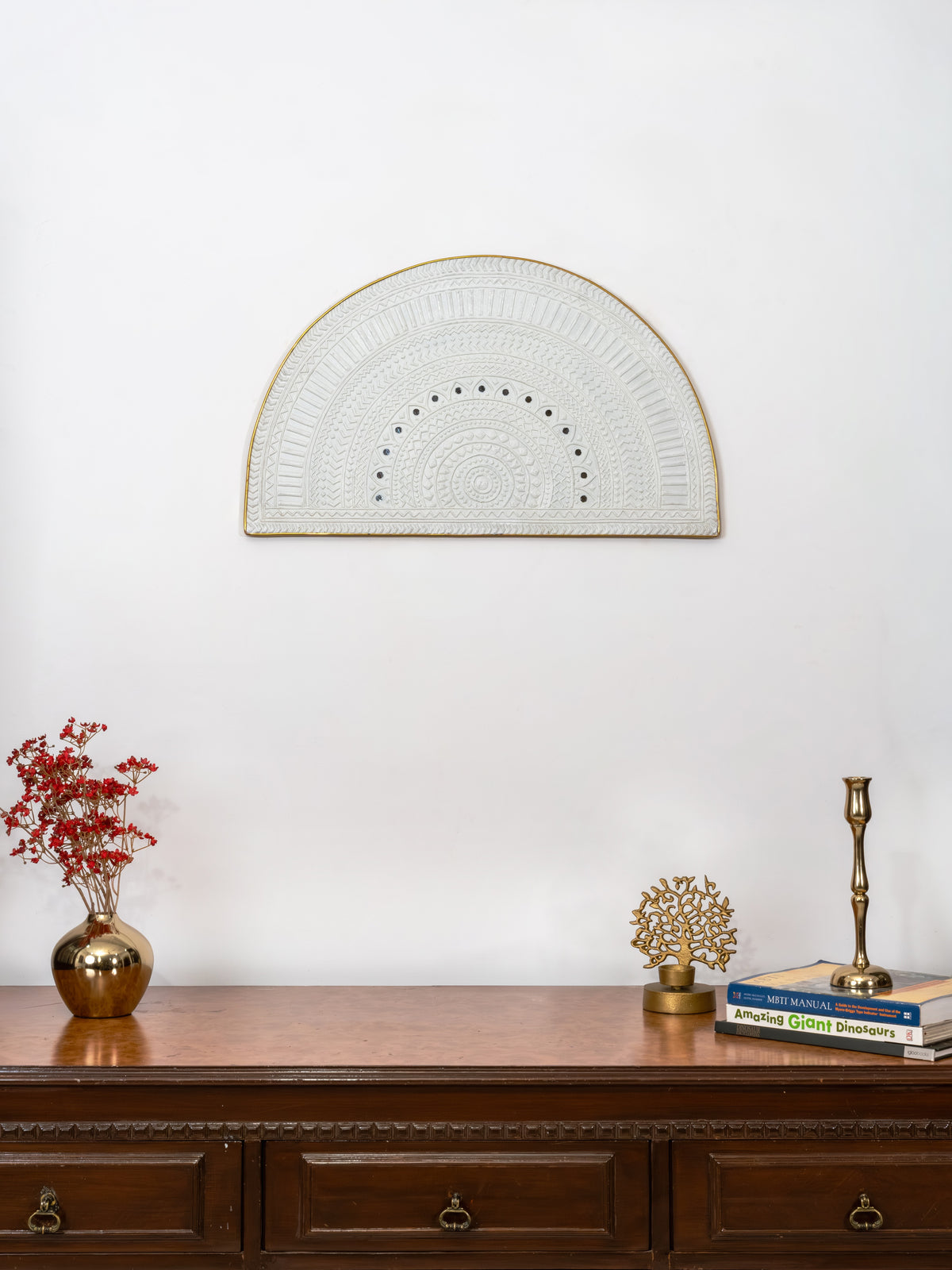 Imperial Ivory Half-Mandala Lippan Panel-3