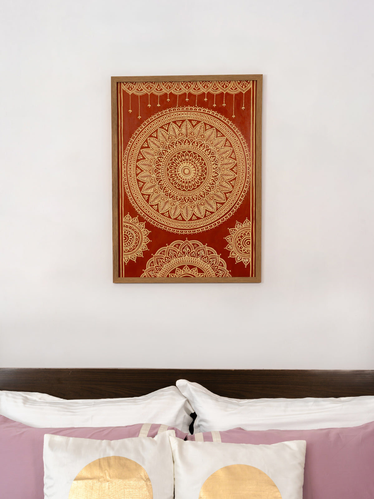 Imperial Terracotta Lippan wall panel by Indyra, framed and ready to hang