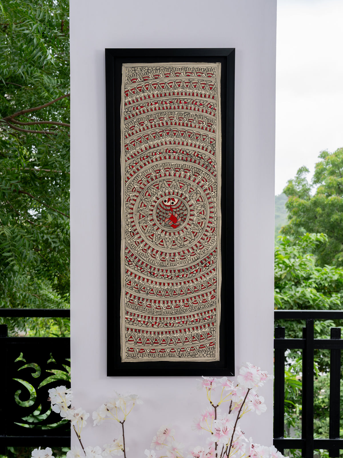 Anant Chakra Madhubani wall art by Indyra, framed and ready to hang