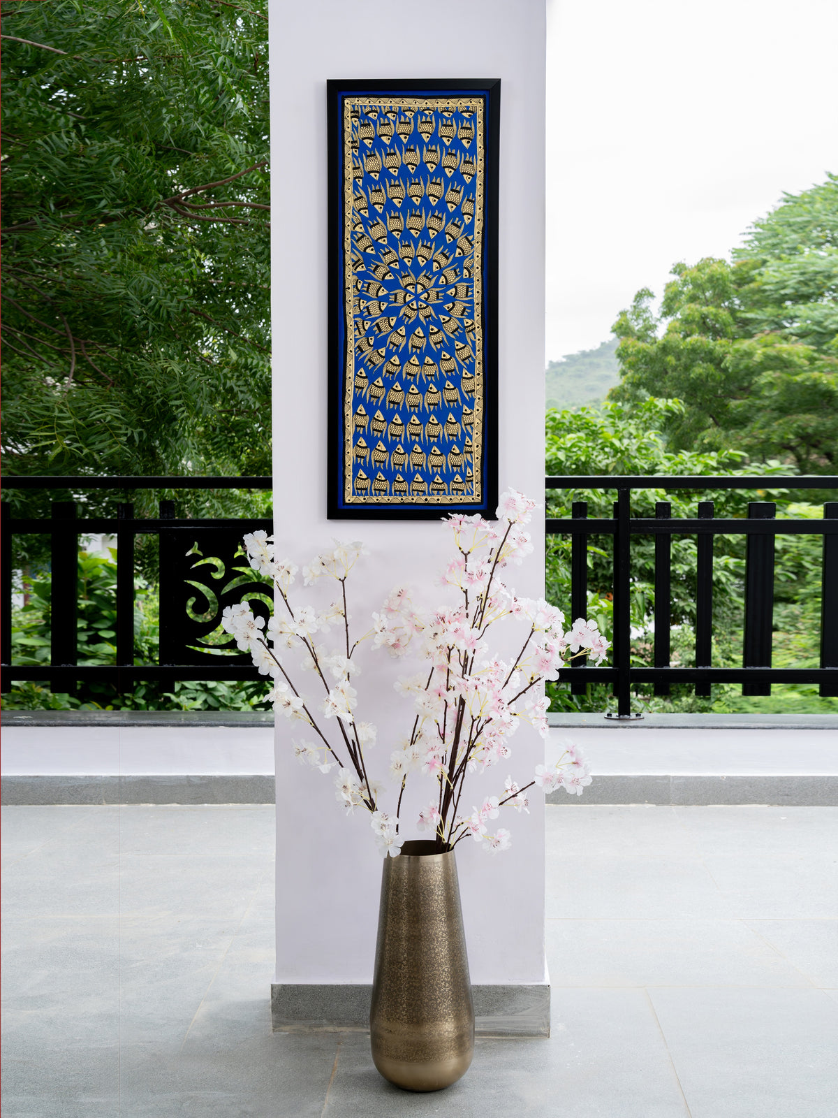 Neel Lahar Madhubani wall art by Indyra, framed and ready to hang