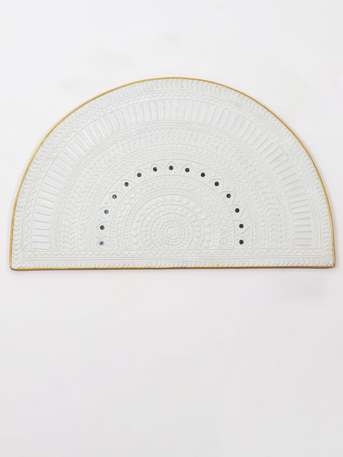 Imperial Ivory Half-Mandala Lippan Panel
