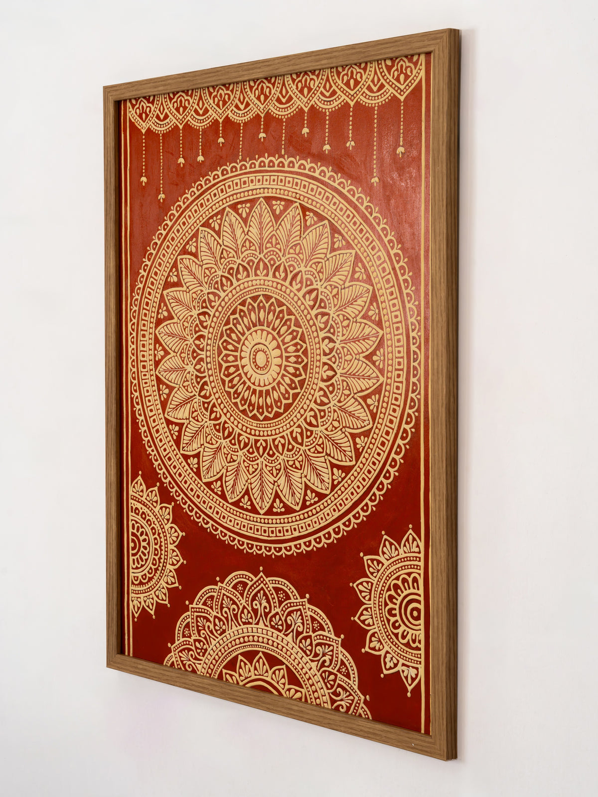 Imperial Terracotta Lippan Panel, handmade Lippan mirror work wall art from Gujarat
