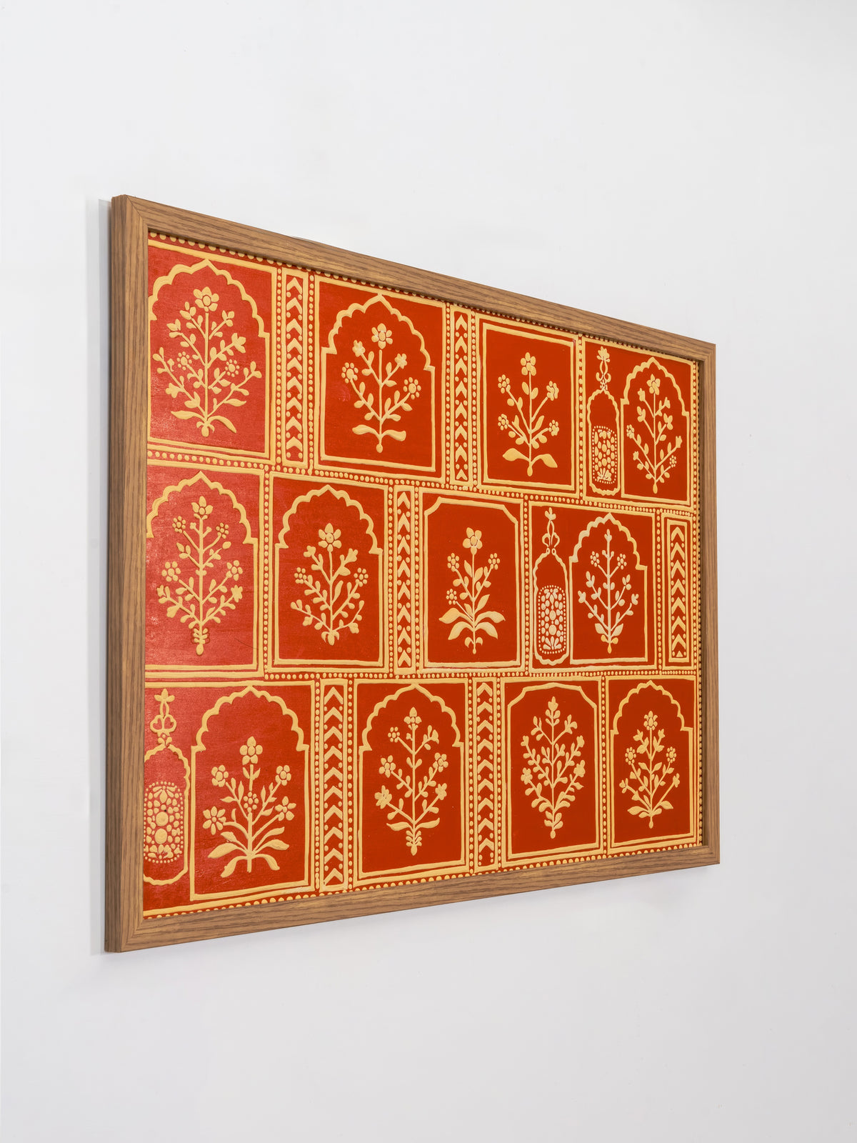 Imperial Lippan Floral Panel Grid, handmade Lippan mirror work wall panel