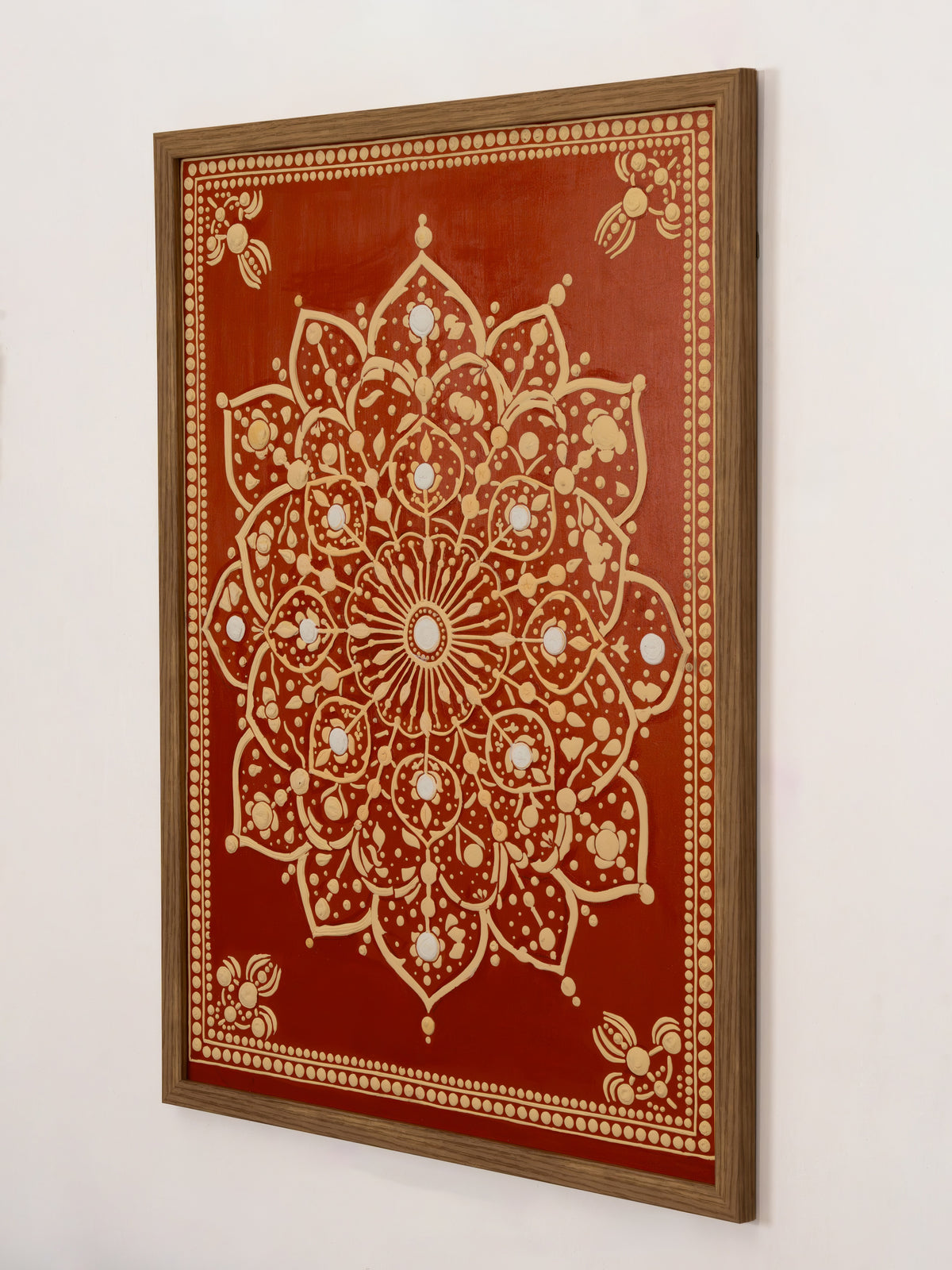 Noir Petal Lattice II, handmade Lippan mirror work wall panel in black