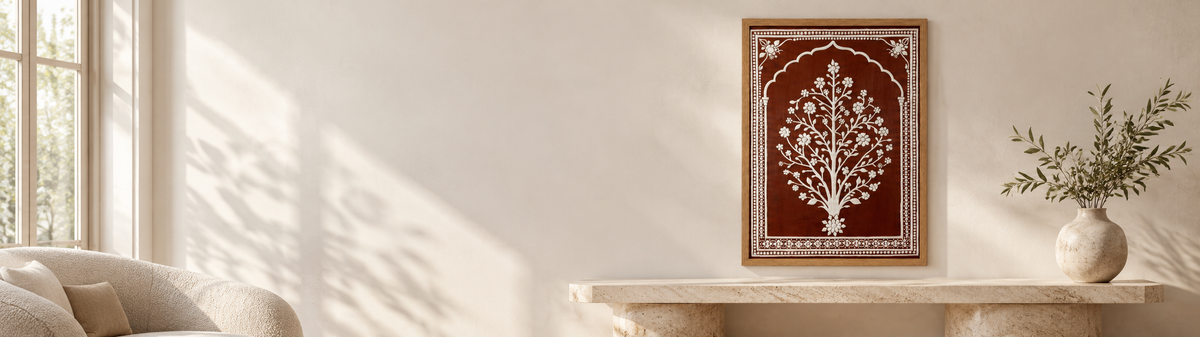 Lippan relief artwork in a sunlit room