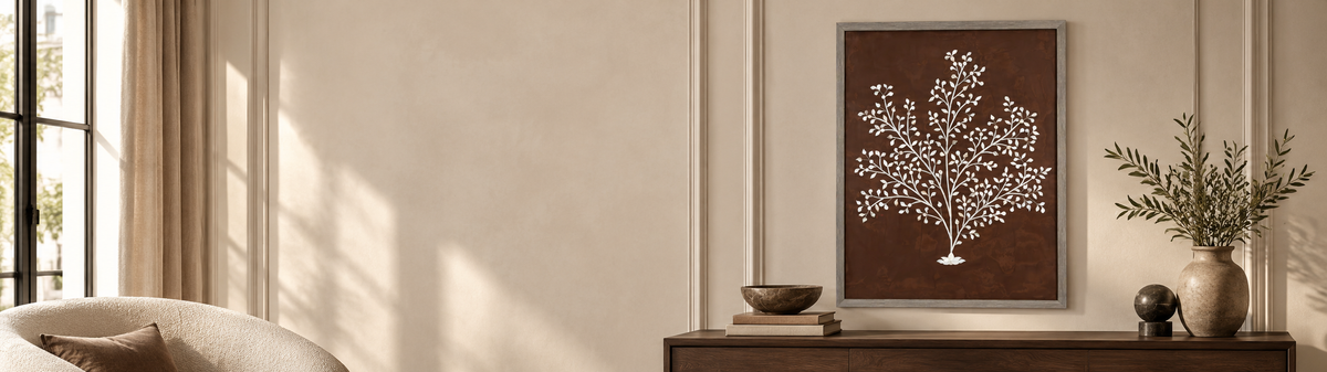 Mother-of-pearl inlay artwork in a sunlit room
