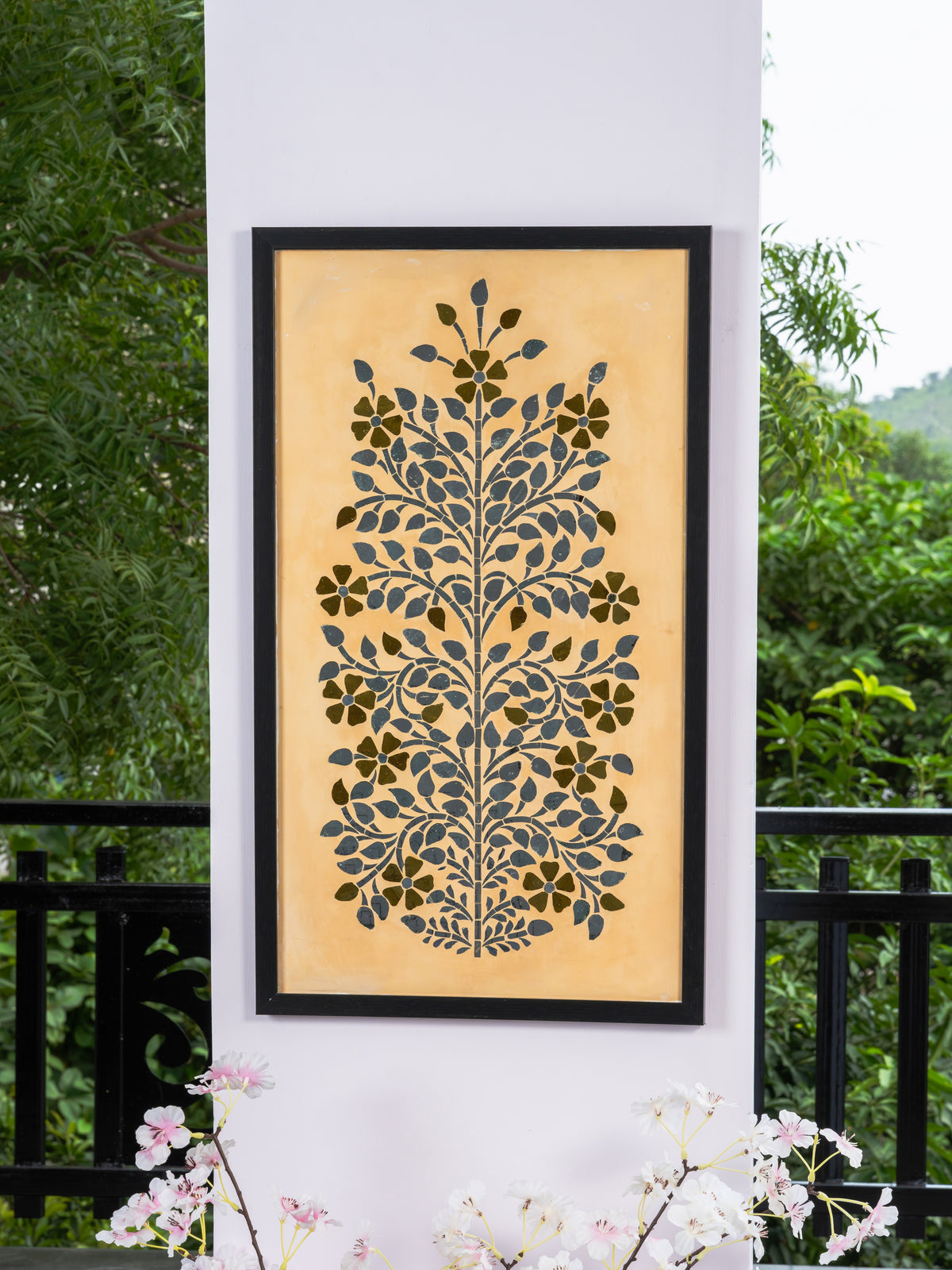 Azure Bloom Tree in a black frame