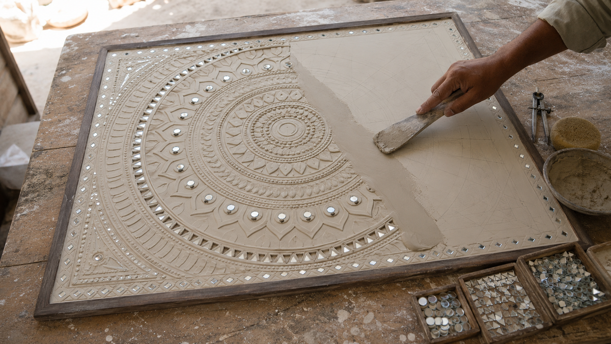 Ivory Lippan Mandala Wall Panel